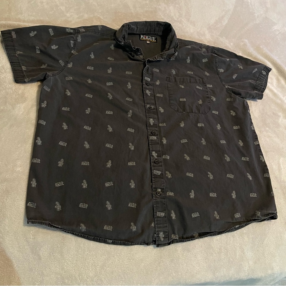 Rogue Shirt Men 3XL Gray Button Down Lightweight Casual Pocket Short Sleeve